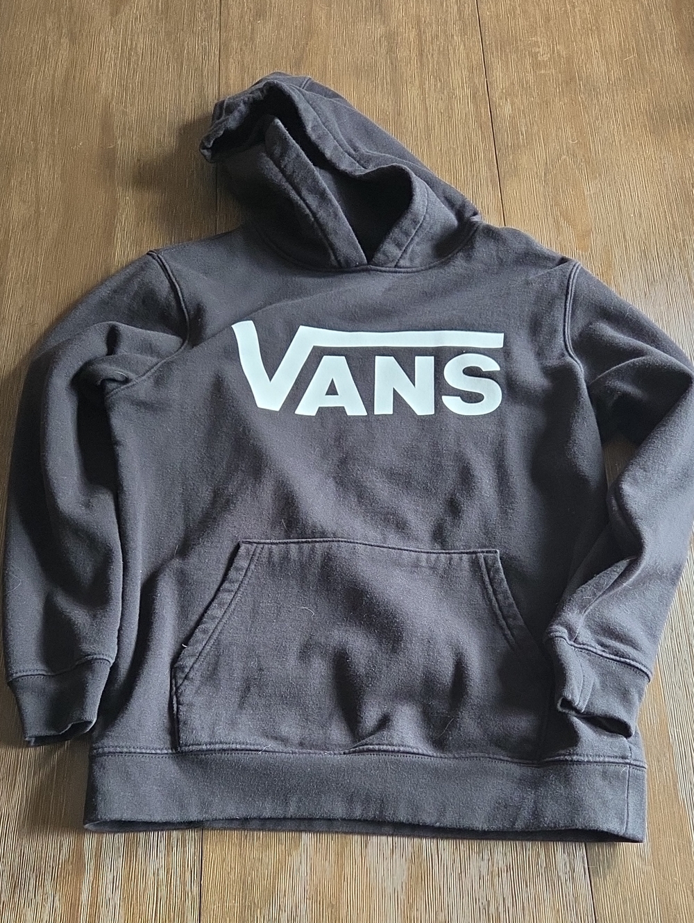 Boys Large Vans Black Pullover Hoodie with White Logo